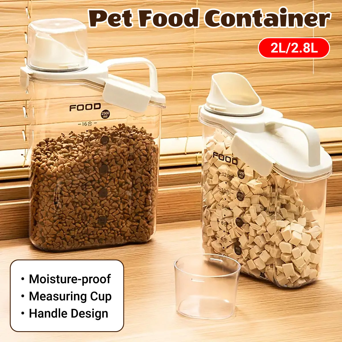 2Sizes Portable Transparent Grain Storage Jar Cat Food Rice Snack Tea Container - 2800ML