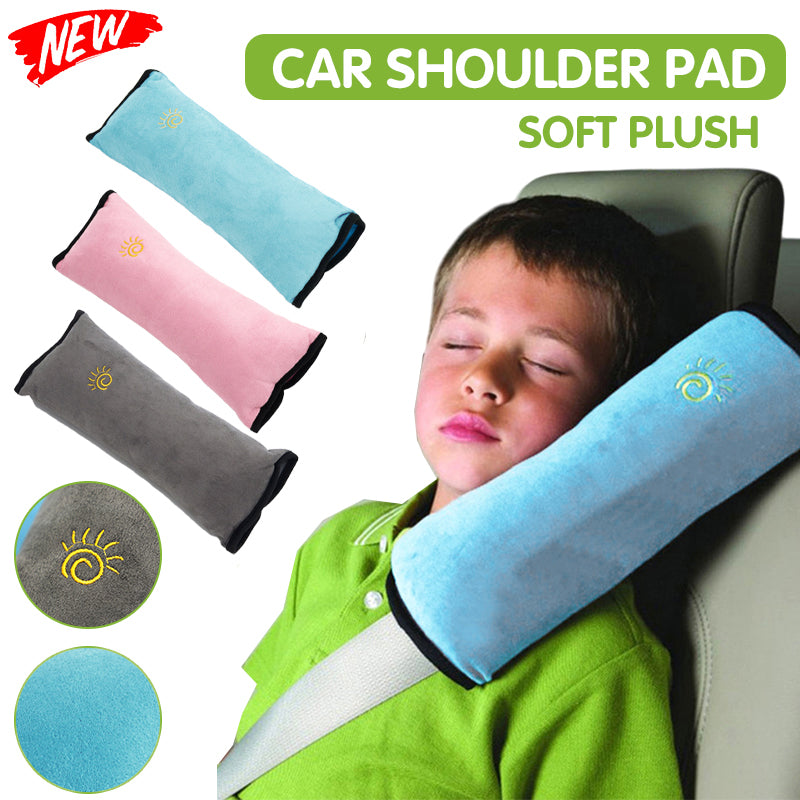 1/2× Soft Plush Car Shoulder Pad and Cushion Pillow for Travel Comfort - Beige
