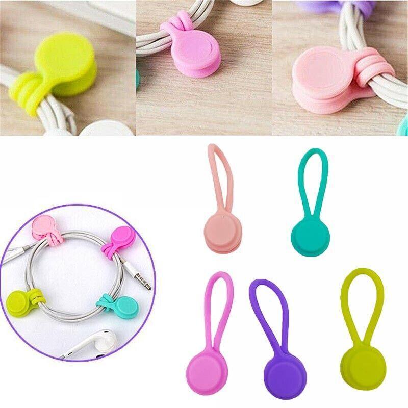 10PCS Cord Clip Organizer Reusable Cable Winder Holder for Desk and Office