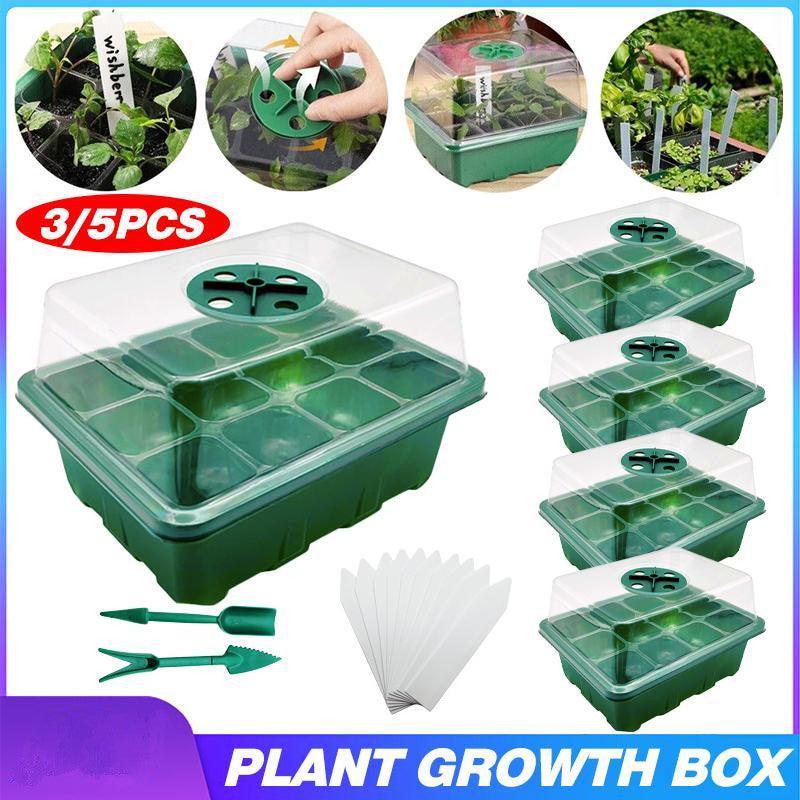 3/5/10 Set 12 Hole Plant Seed Grow Box Propagation Nursery Seedling Starter Tray - 3PCS