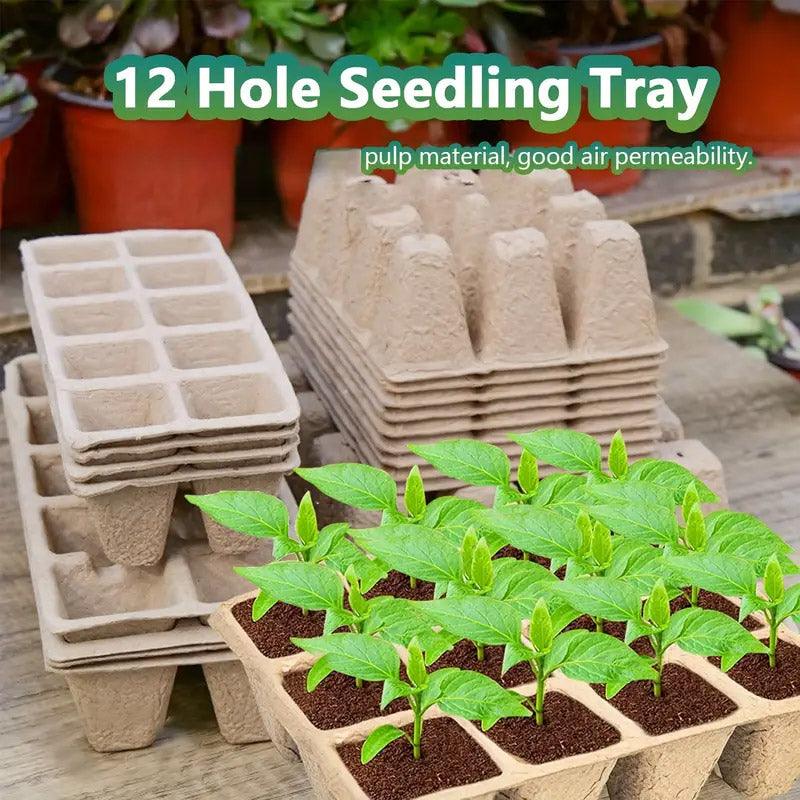 15pcs Pulp Seedling Cups 12 Compartments Nursery Incubators Plant Grow Trays