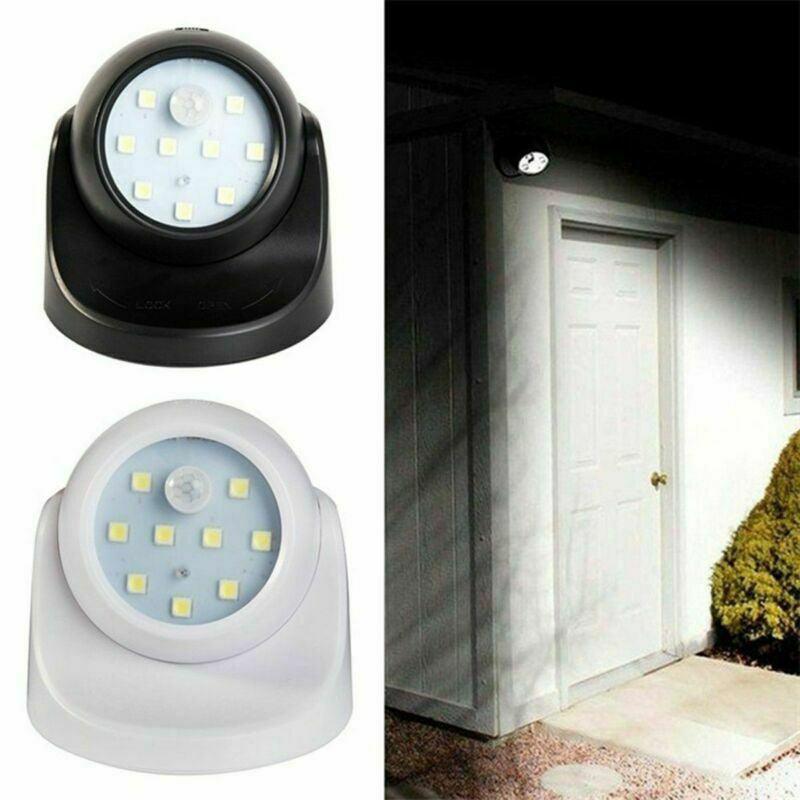 360° Battery Operated Indoor Outdoor Garden Motion Sensor Security Led Light New - Black