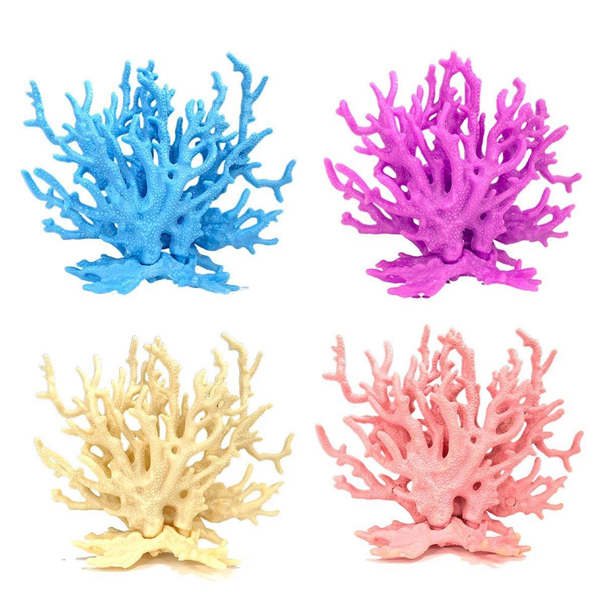Soft Coral Realistic Water Plants Aquarium Decoration Fish Tank Seawater Set - Beige