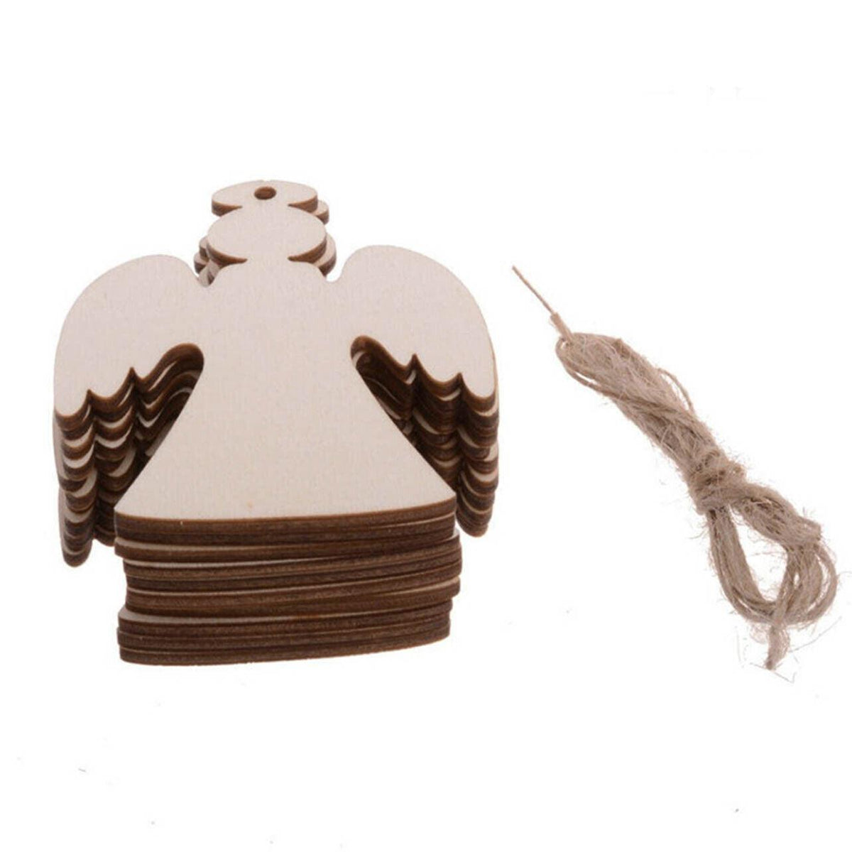 Wooden Christmas Hanging Ornament for Tree DIY Craft Decoration 10pcs - Angel