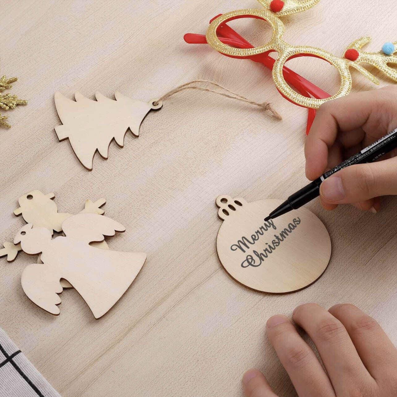 Wooden Christmas Hanging Ornament for Tree DIY Craft Decoration 10pcs - Bell
