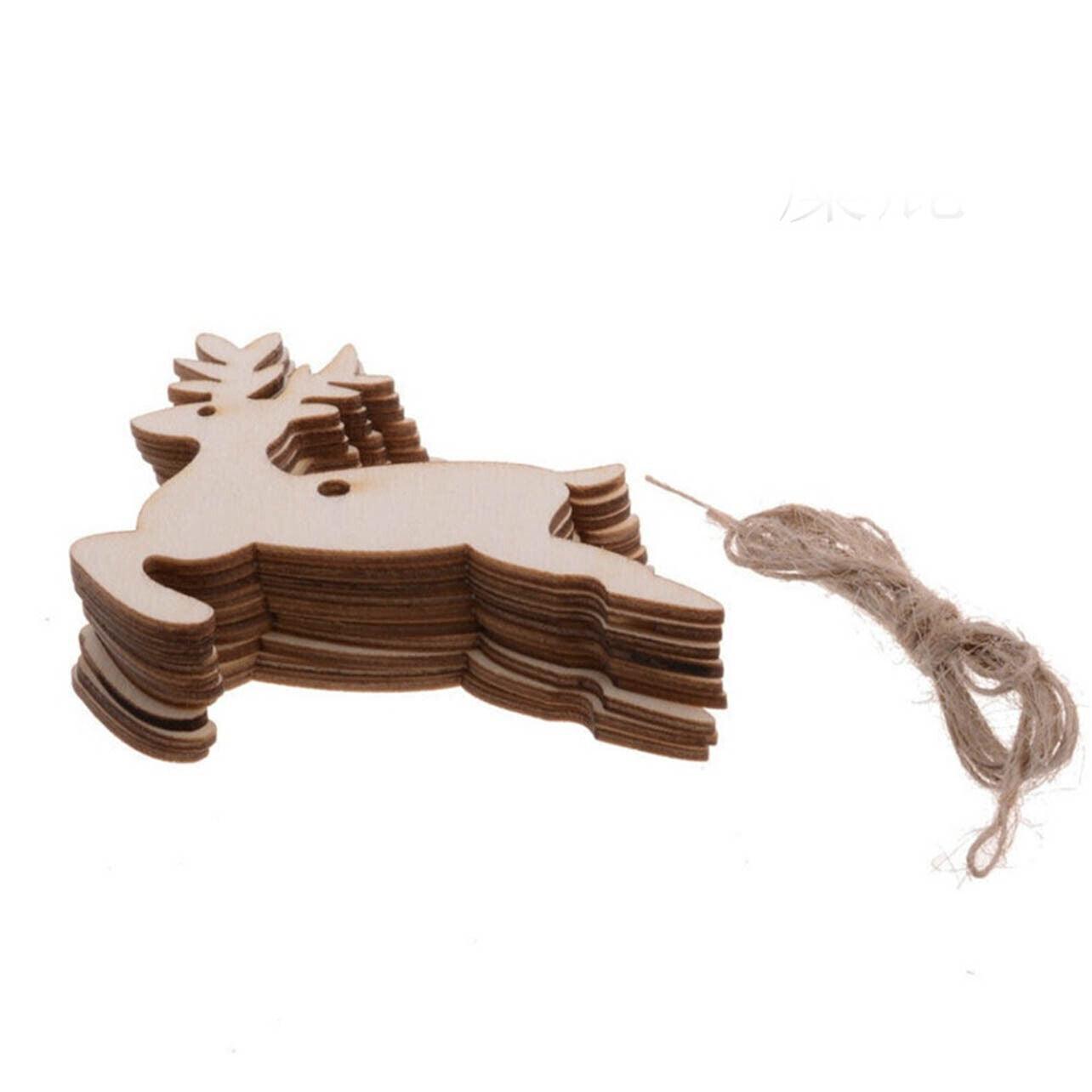 Wooden Christmas Hanging Ornament for Tree DIY Craft Decoration 10pcs - Christmas Tree