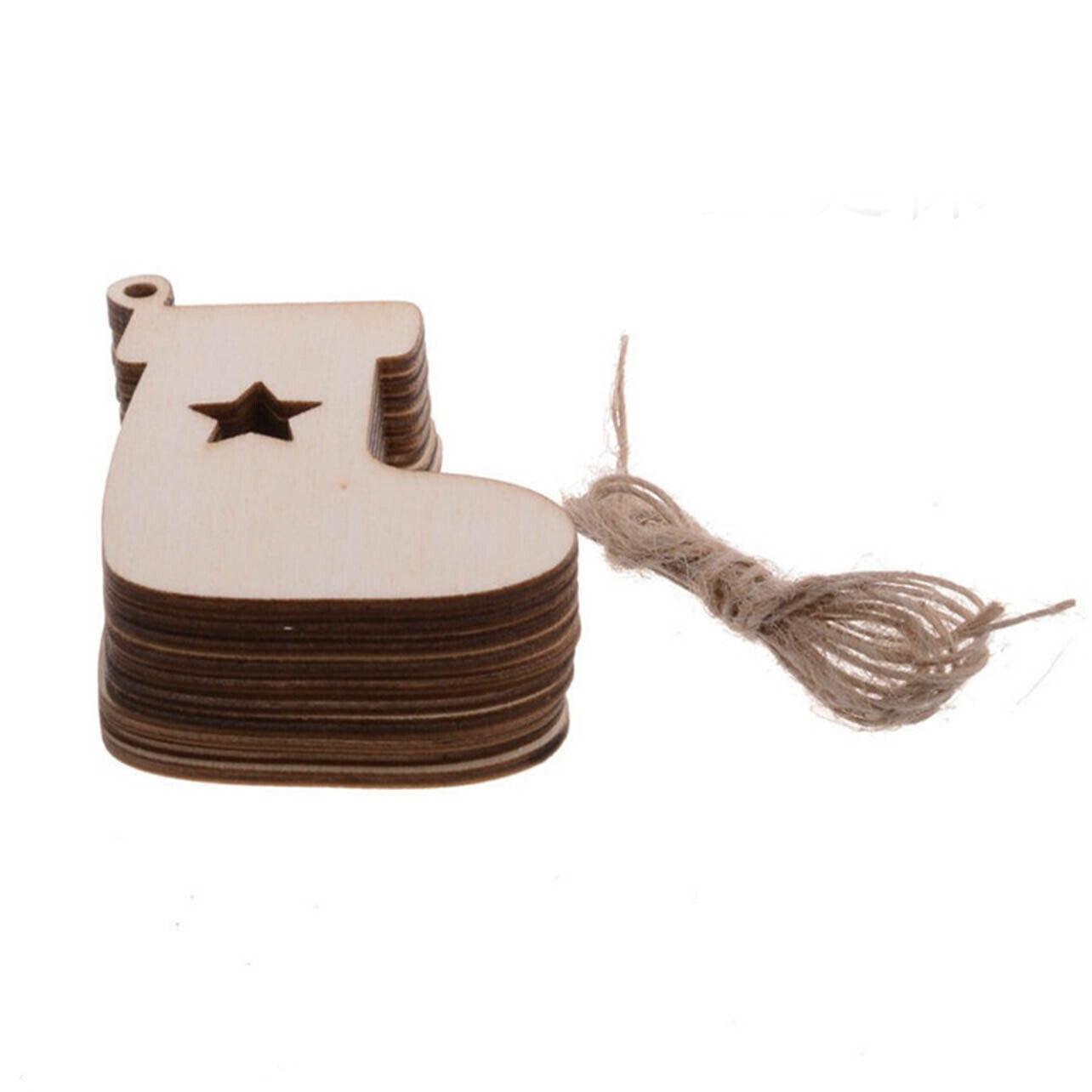 Wooden Christmas Hanging Ornament for Tree DIY Craft Decoration 10pcs - Christmas Tree