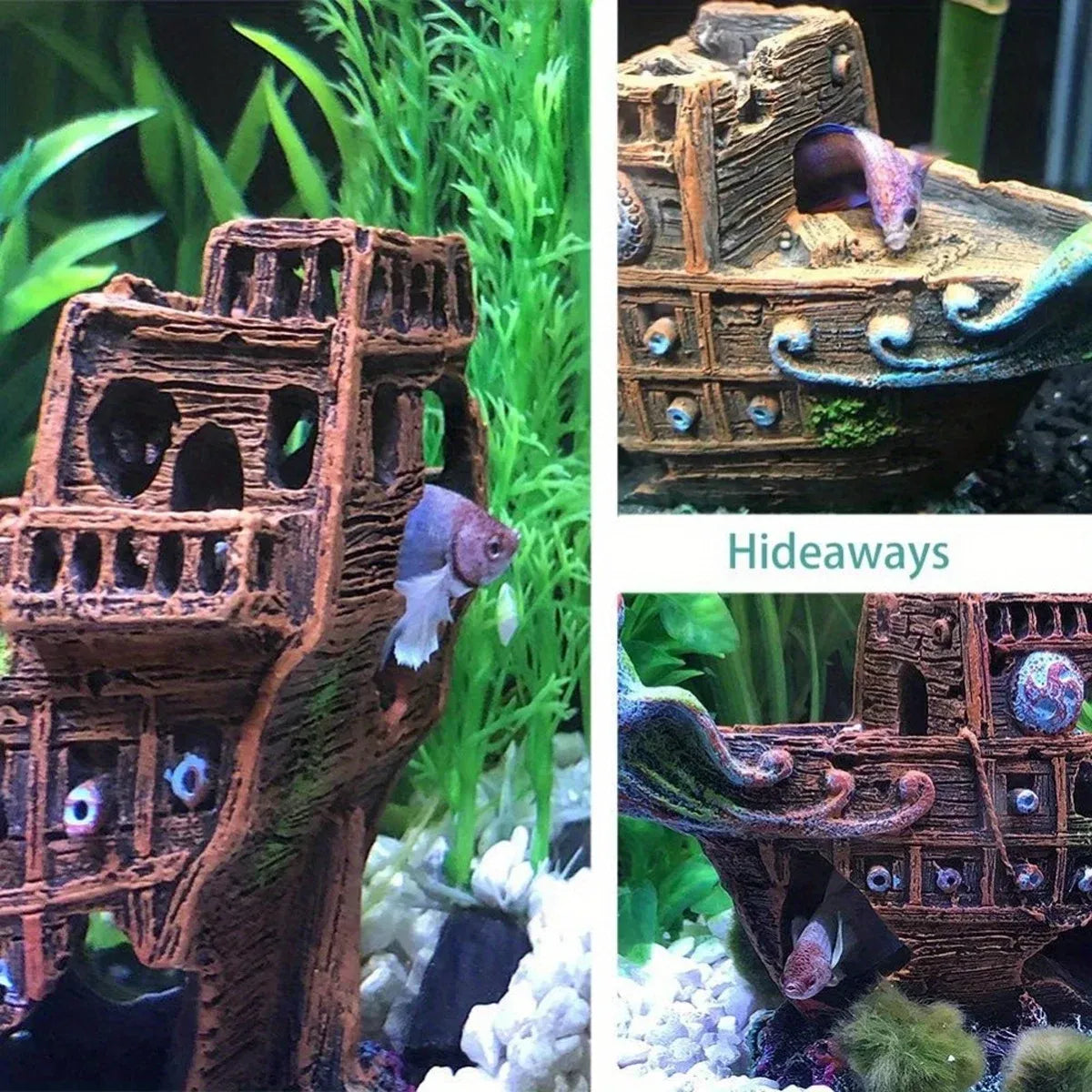 Aquarium Pirate Ship Submarine Aircraft Decoration Fish Tank Background Ornament