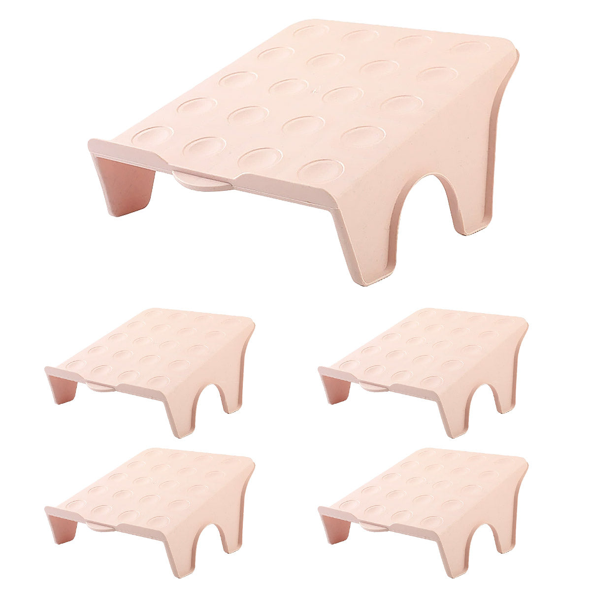 5pcs Double Layer Shoe Rack Simple Storage Organizer Space Saving Shoe Holder - Pink
