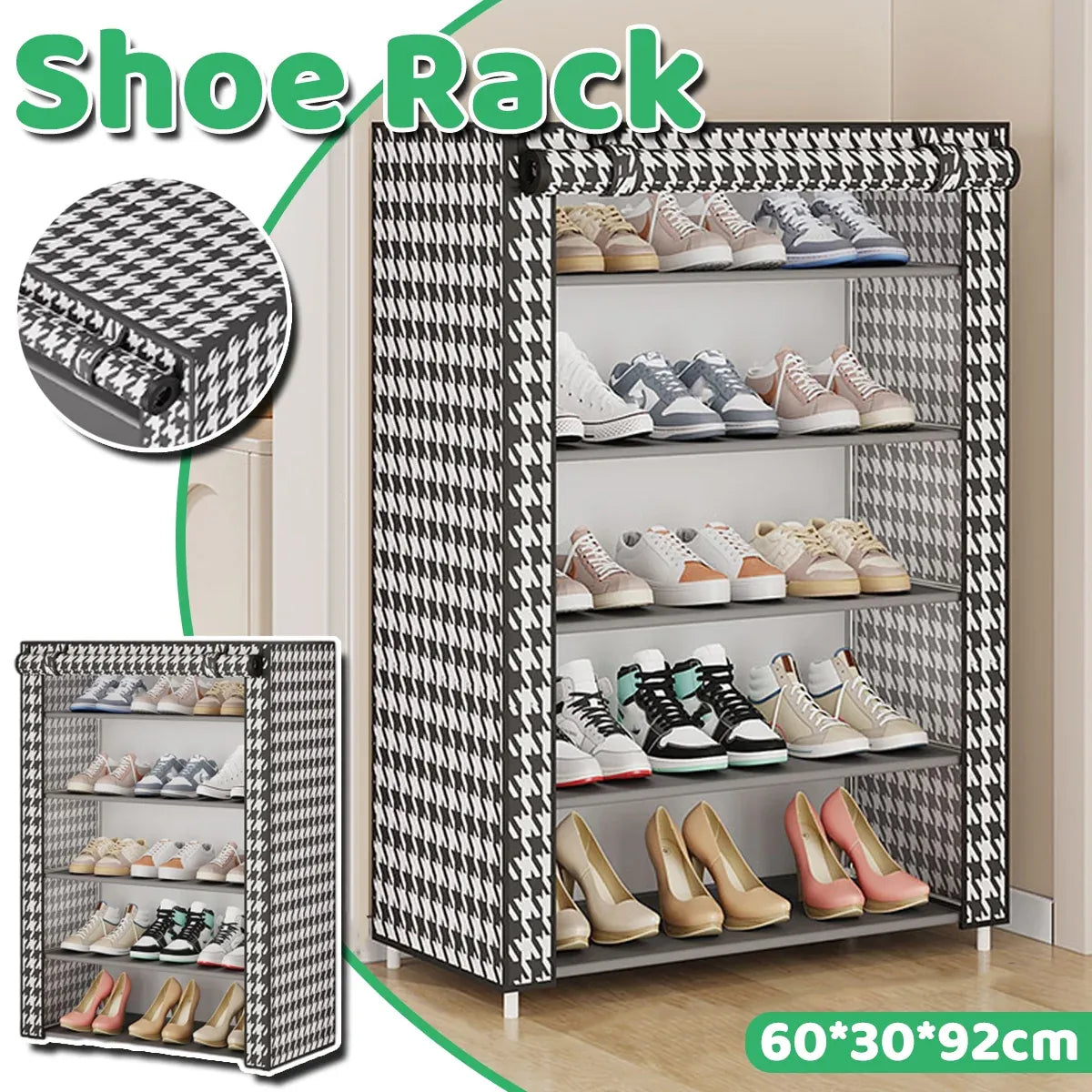 1-Piece Covered Multi-Tier Shoe Storage Rack