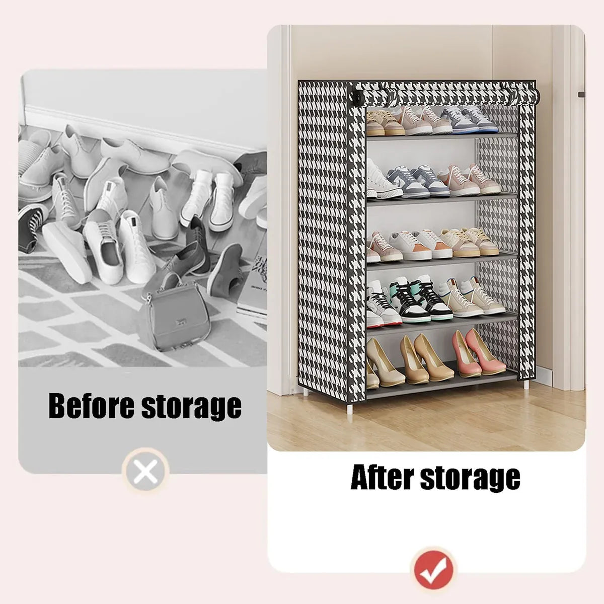 1-Piece Covered Multi-Tier Shoe Storage Rack