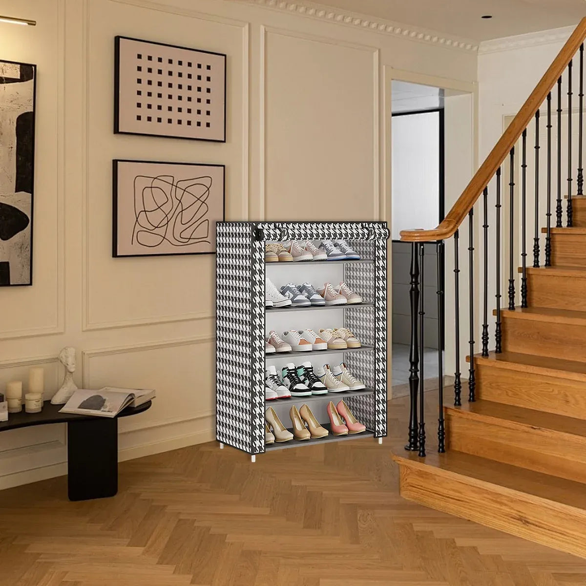 1-Piece Covered Multi-Tier Shoe Storage Rack