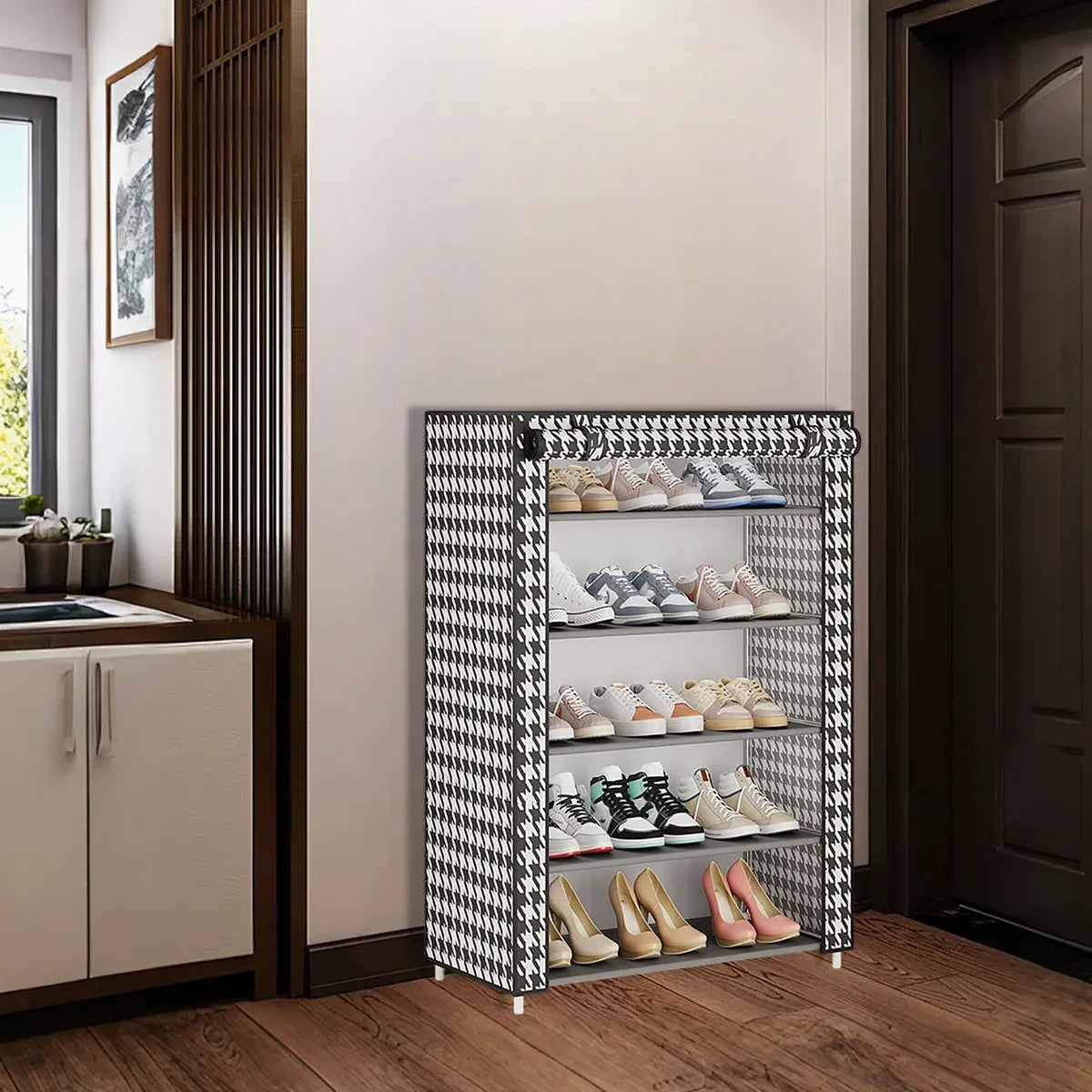 1-Piece Covered Multi-Tier Shoe Storage Rack
