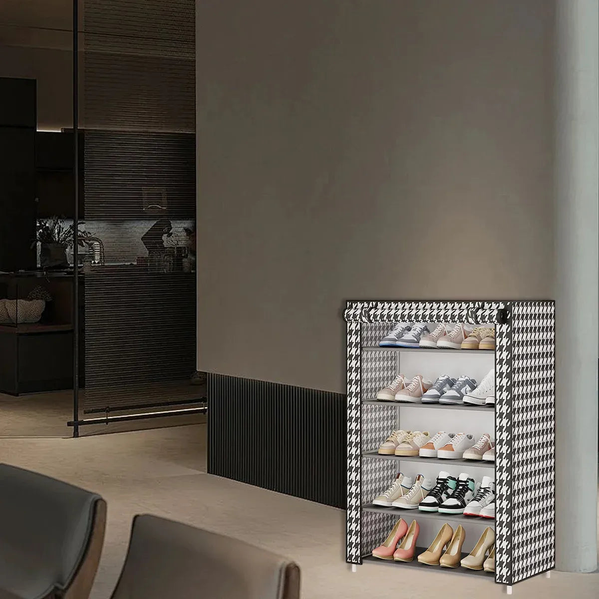 1-Piece Covered Multi-Tier Shoe Storage Rack