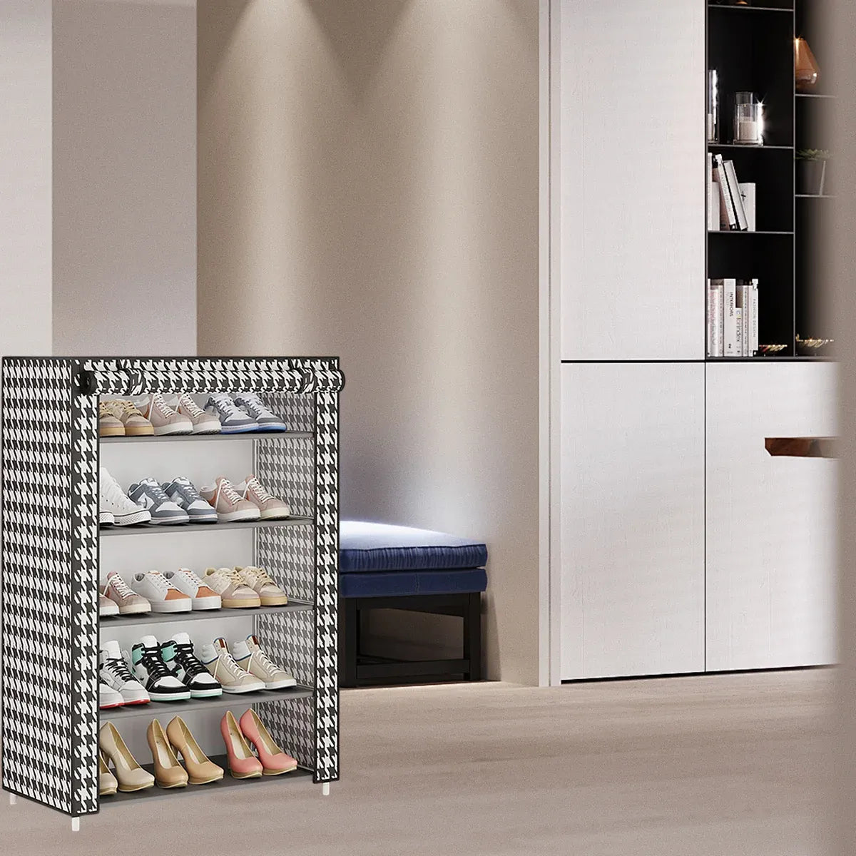 1-Piece Covered Multi-Tier Shoe Storage Rack
