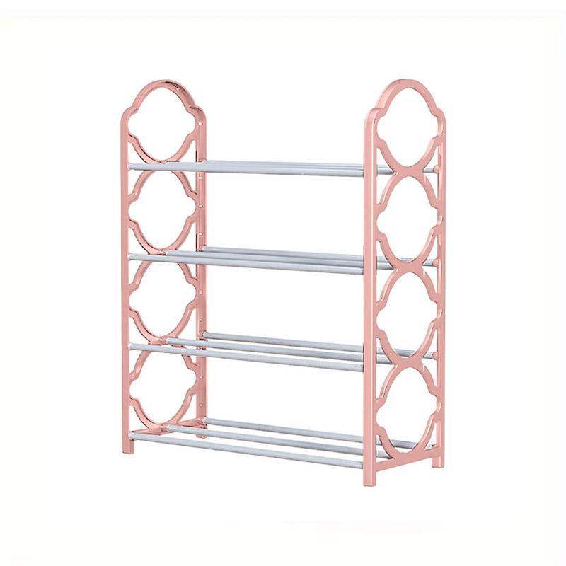 Four Layer Shoe Rack Storage Organizer Multi Tier Shoe Shelf for Entryway Closet - Black