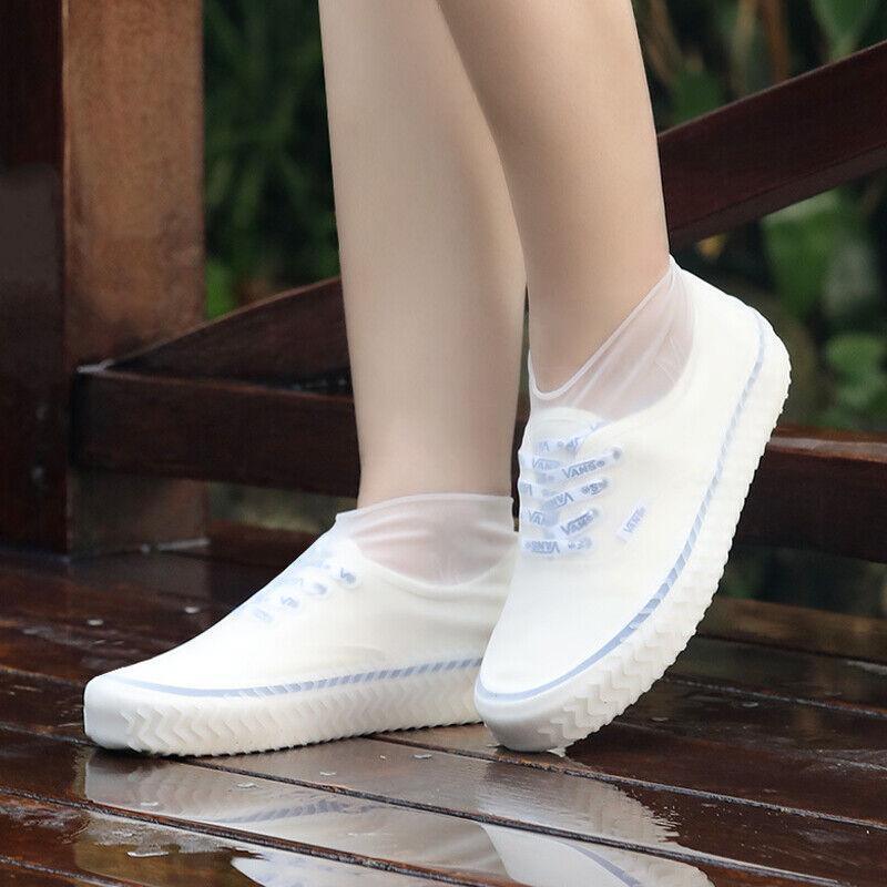 Shoe Cover Waterproof Silicone Non Slip Rain Water Rubber Foot Boot Overshoe S - Blue