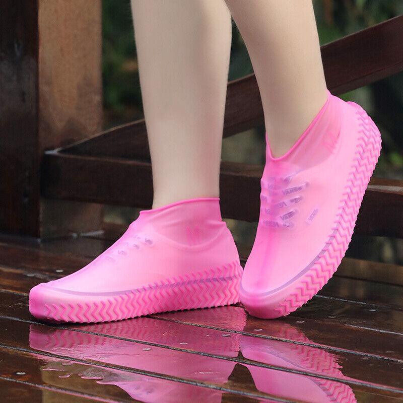 Shoe Cover Waterproof Silicone Non Slip Rain Water Rubber Foot Boot Overshoe S - Red
