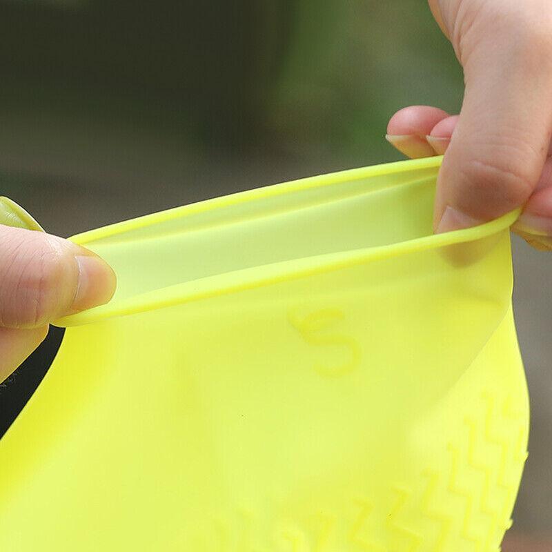 Shoe Cover Waterproof Silicone Non Slip Rain Water Rubber Foot Boot Overshoe L Size - Yellow