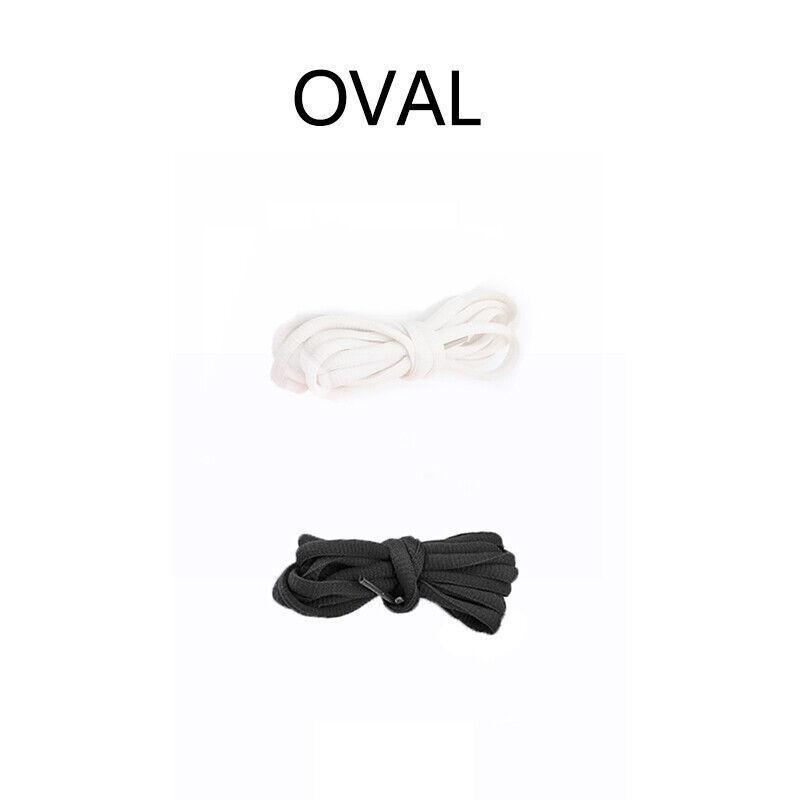 Shoelaces Colorful Coloured Flat Round Oval Bootlace Sneaker Shoe Laces - Oval-White