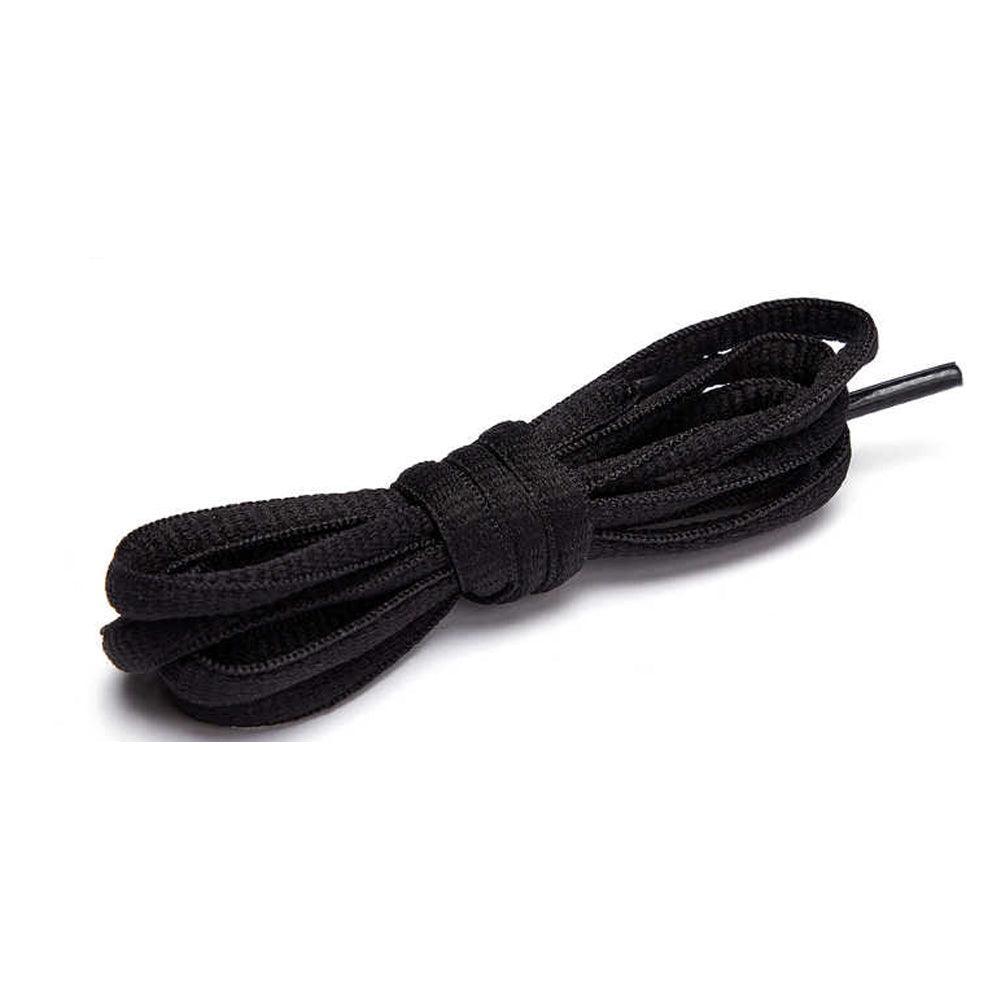 Shoelaces Colorful Coloured Flat Round Oval Bootlace Sneaker Shoe Laces - Round-Black