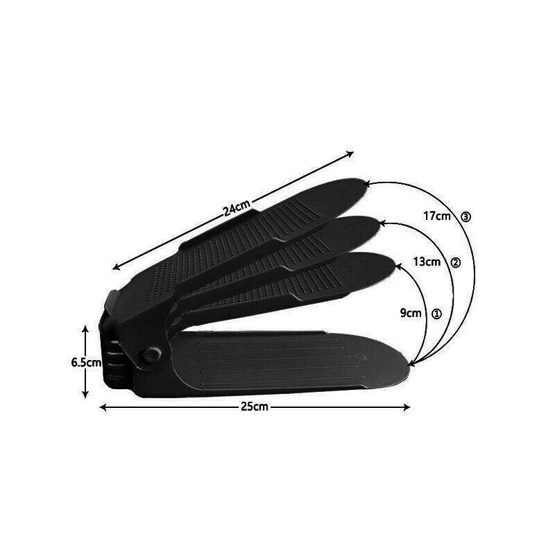 20X Shoe Rack Display Case Box Adjustable Slots Organizer Storage Holder - Black