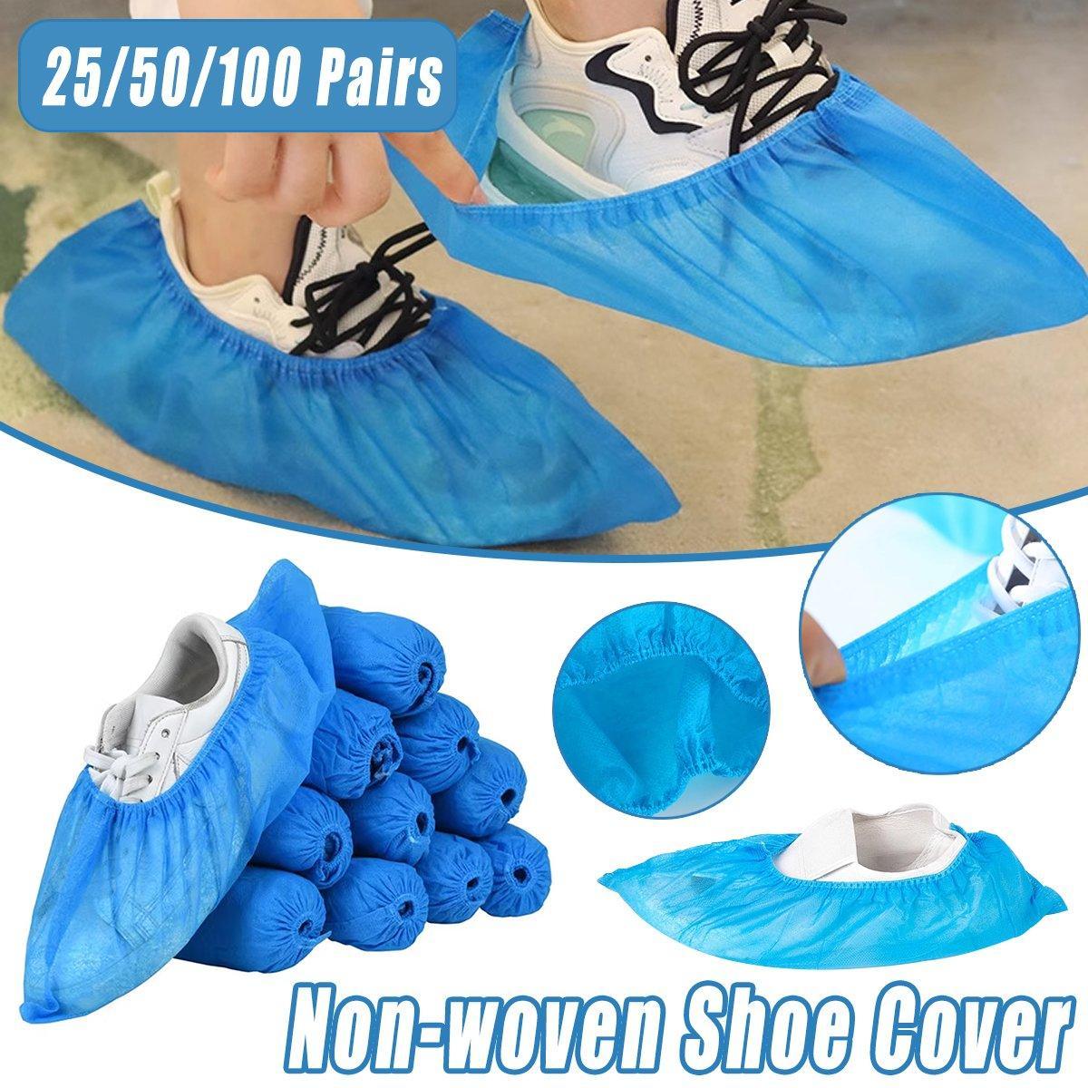 Disposable Non-woven Shoe Covers Anti Slip Boot Cleaning Overshoes 25-100 Pairs - 25 Pairs