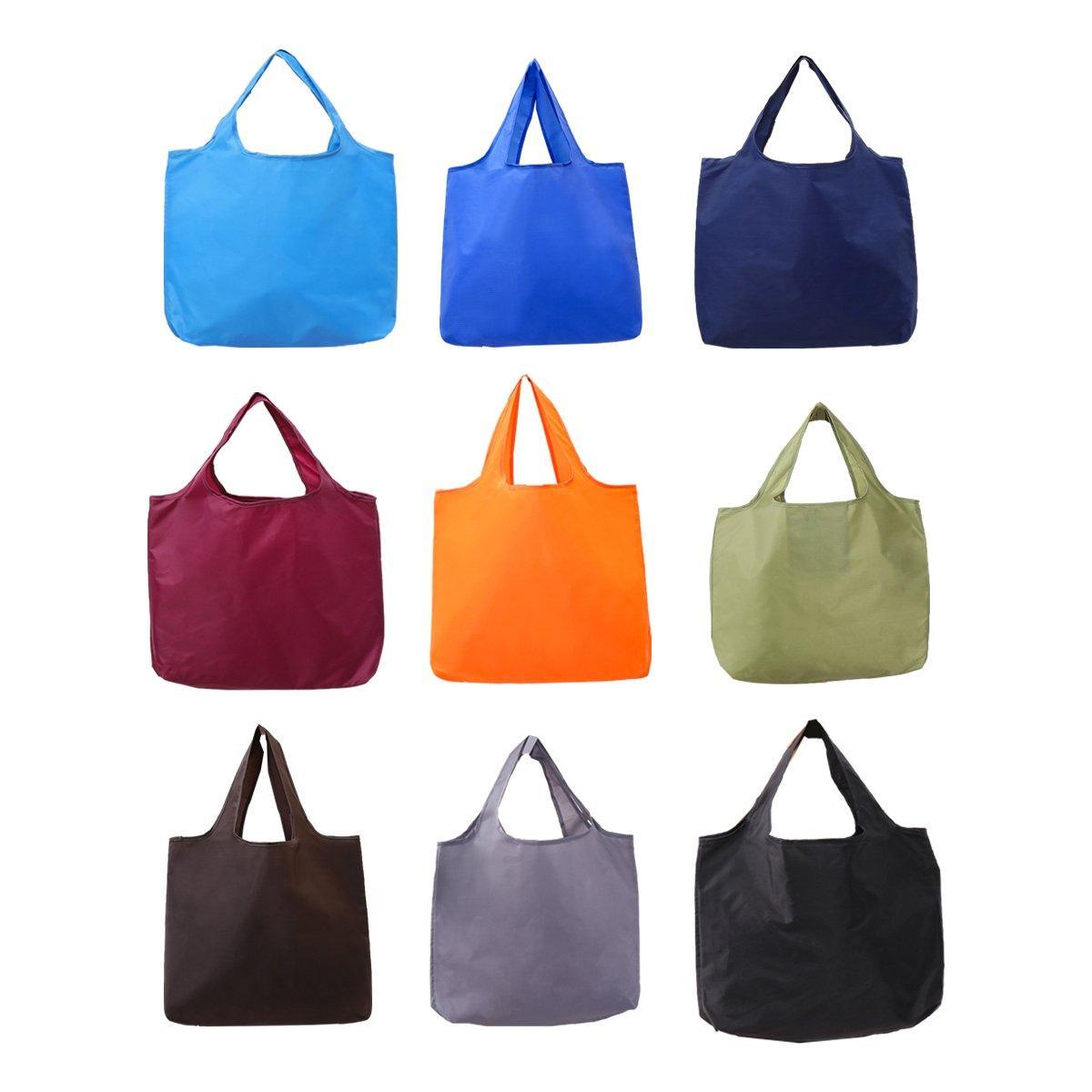 Large Multi Colour Waterproof Shopping Bag Foldable Portable Reusable Bag - Black