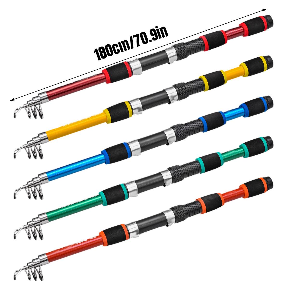 Telescopic Fishing Rod Lightweight Portable Sea Casting Rod Durable Glass Steel - Red