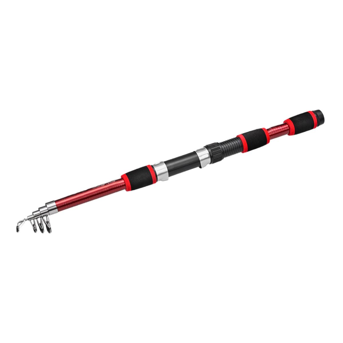 Telescopic Fishing Rod Lightweight Portable Sea Casting Rod Durable Glass Steel - Red