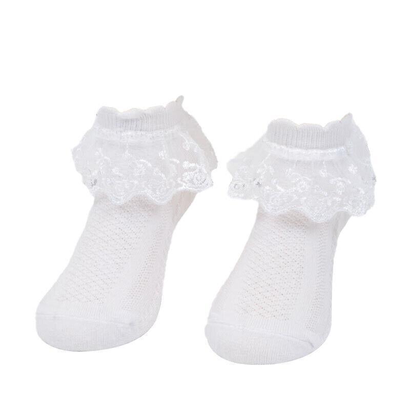 Lace Ruffle Frilly Short Socks for Girls Ankle Length M Size Fits 4-6 Years - Blue