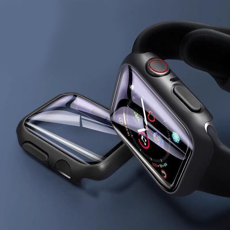 For Apple Watch iWatch Series SE 6 5 4 3 2 1 Case Full Glass Cover 38mm - Silver