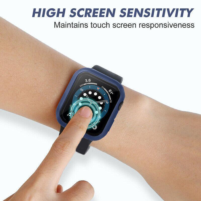 For Apple Watch iWatch Series SE 6 5 4 3 2 1 Case Full Glass Cover 40mm - Black