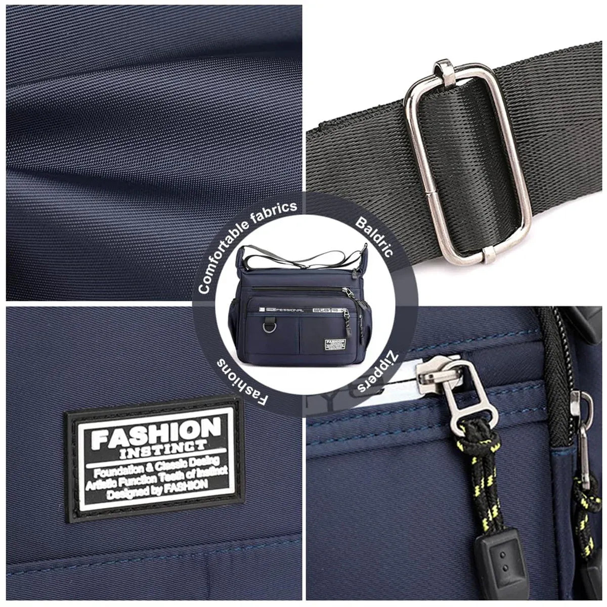 Men Shoulder Bag Large Capacity Crossbody Waterproof Business Casual Travel Bag