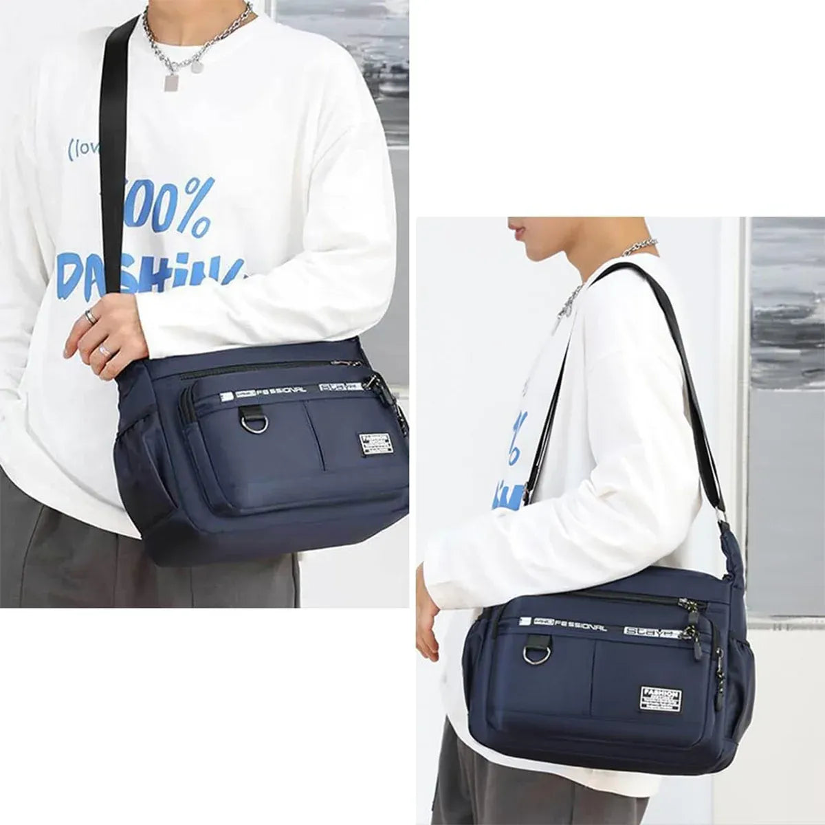 Men Shoulder Bag Large Capacity Crossbody Waterproof Business Casual Travel Bag