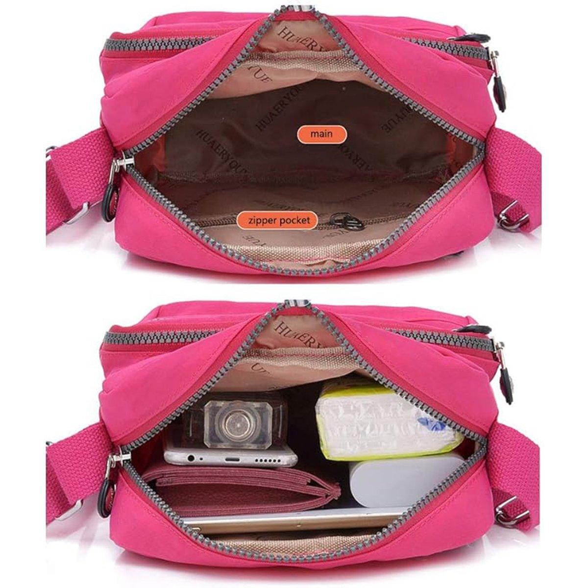 Ladies Shoulder Bag Nylon Fabric Lightweight Crossbody Small Casual Handbag - Grey