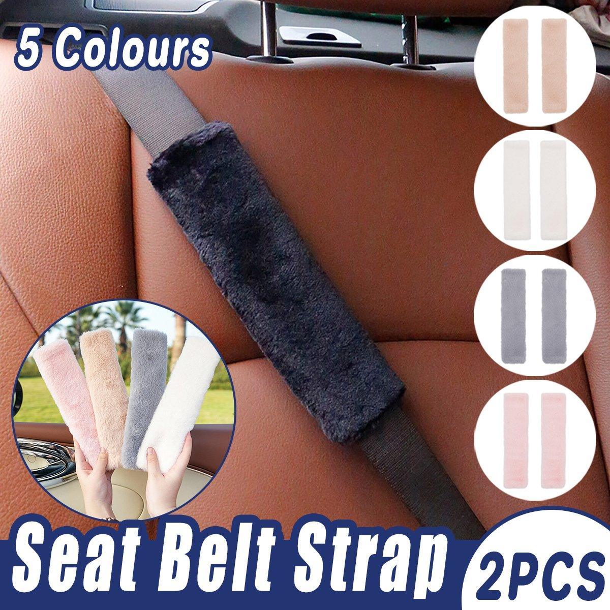 Winter Plush Shoulder Strap Cover Neck Cushion Pad for Comfortable Car Travel 2PCS - Grey