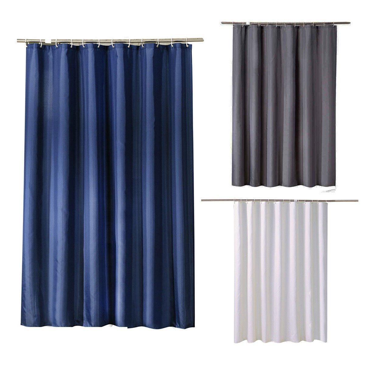 Solid Color Waterproof Shower Curtain Bathroom Decor Resistant Fabric Liner - Blue