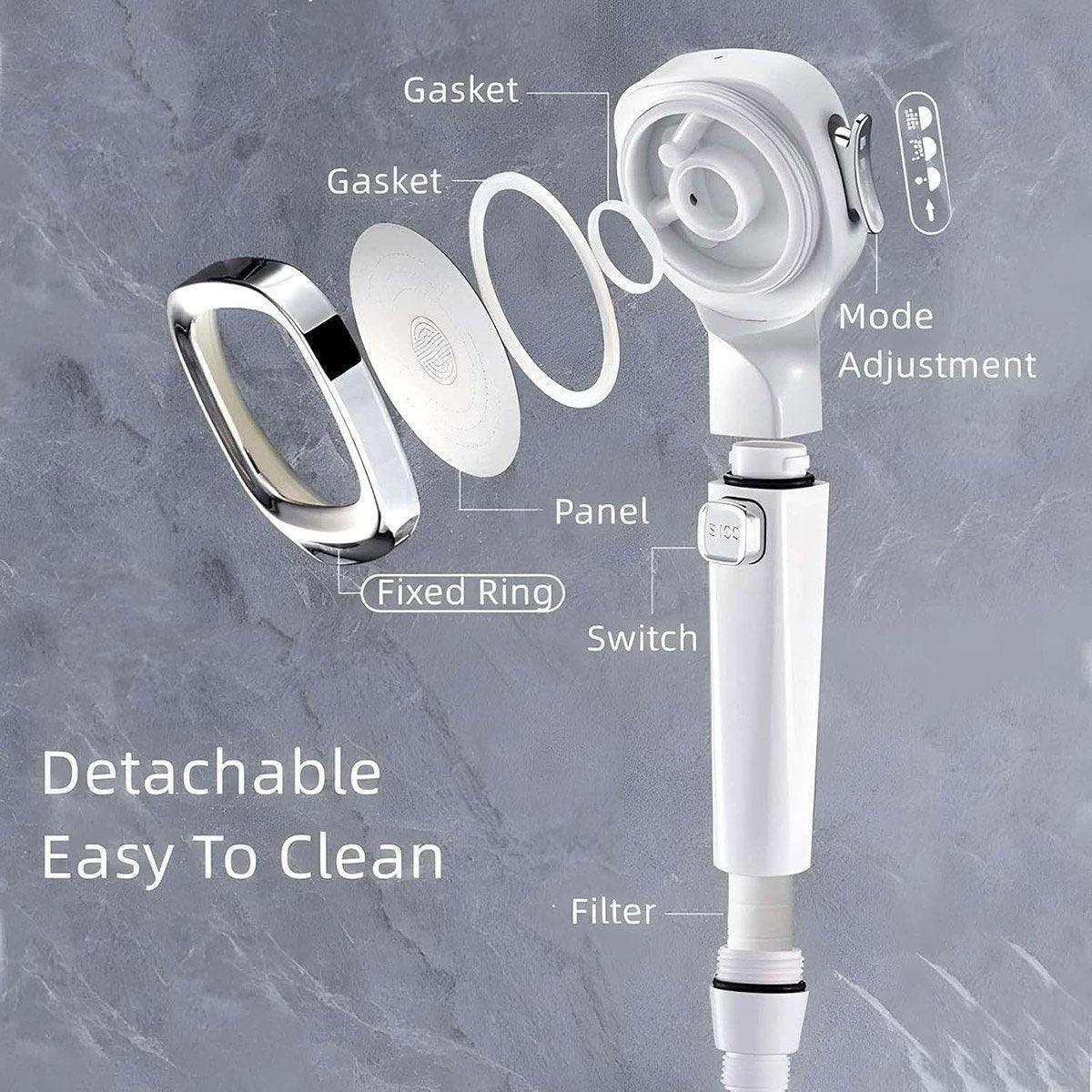High Pressure Handheld Shower Head with Filter for Bathroom Water Saving Spray - Navy