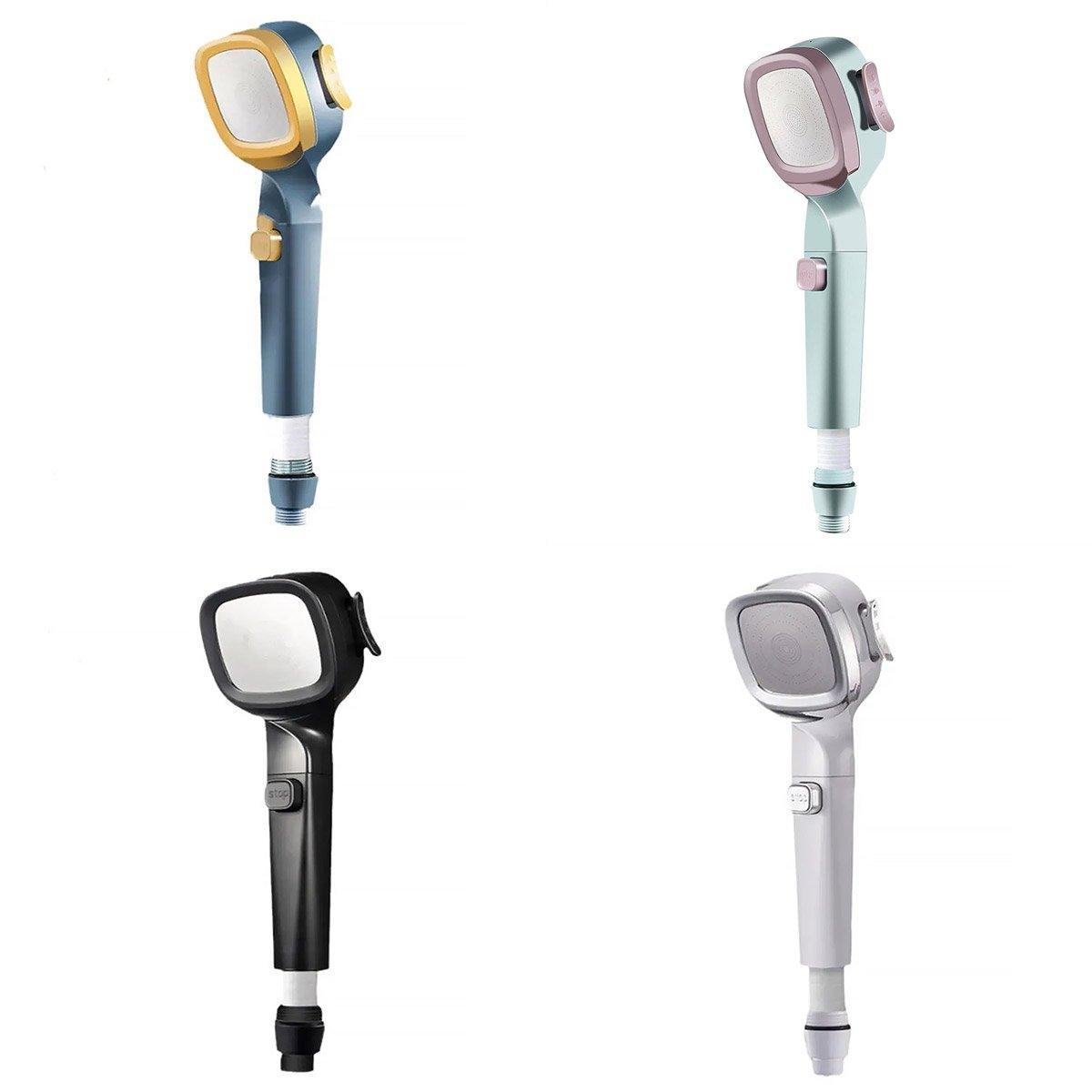 High Pressure Handheld Shower Head with Filter for Bathroom Water Saving Spray - Pink Blue