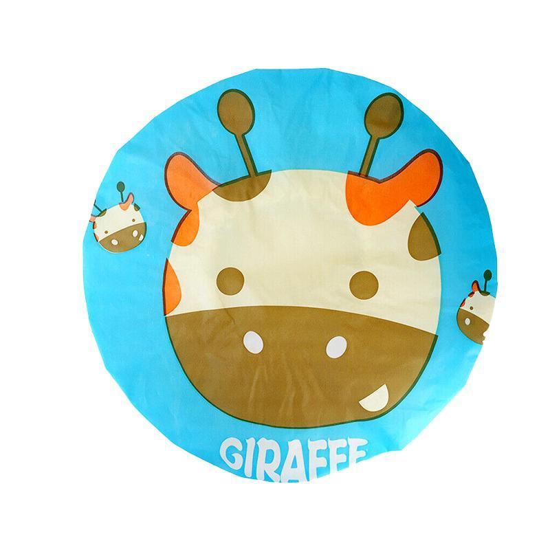 Reusable Women Girls Hair Wrap Waterproof Shower Bath Shower Cap Hat - Giraffe