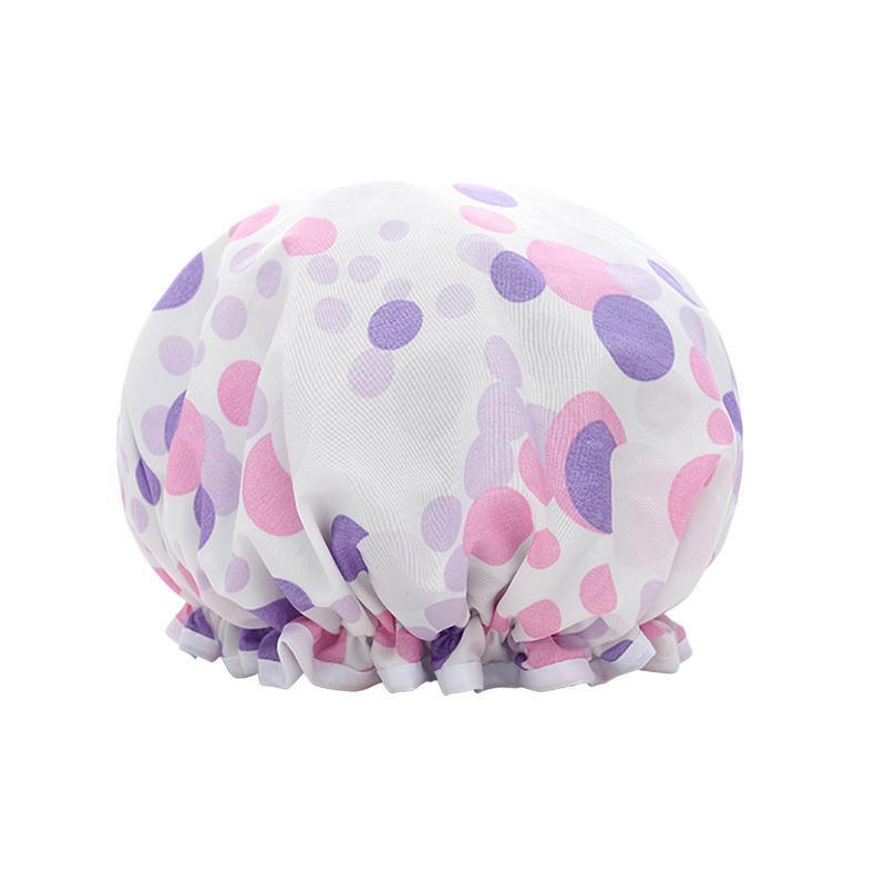 Double Layer Lux Shower Cap Bath Hat Hair Care Women Sleep Waterproof Reusable - Light Blue