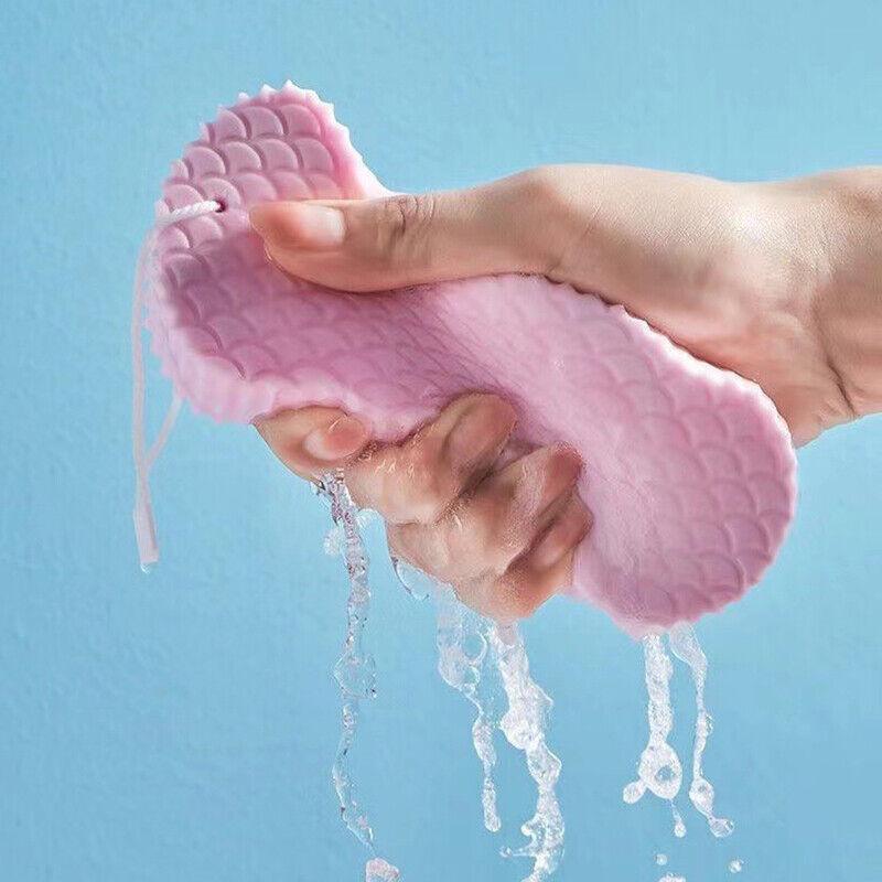 Exfoliating Shower Body Sponge Ultra Soft Bath Scrubber for Gentle Daily Use - White