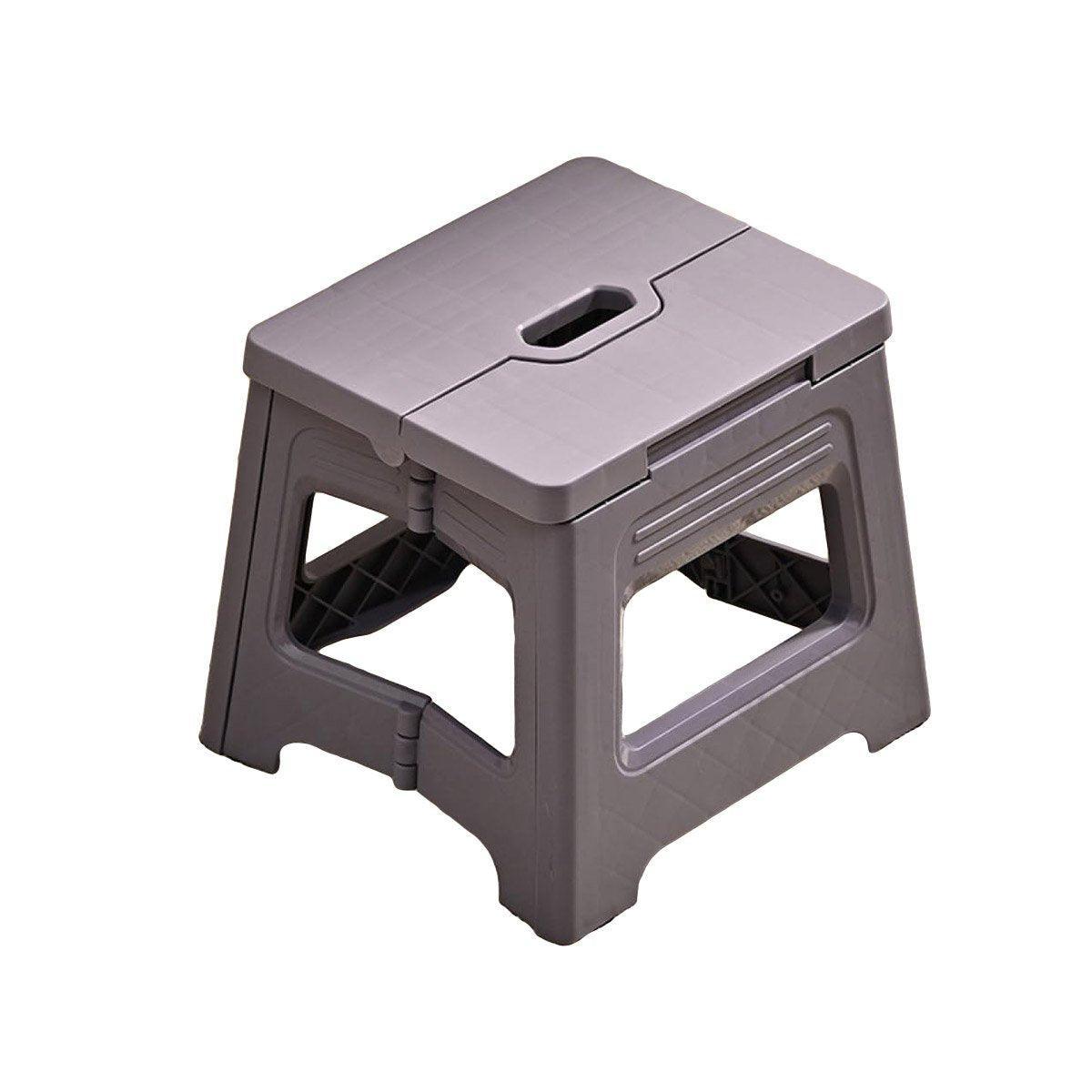 Portable Adjustable Folding Plastic Stool Retractable Outdoor Fishing Chair - Grey