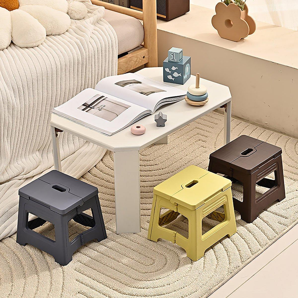 Portable Adjustable Folding Plastic Stool Retractable Outdoor Fishing Chair - Yellow