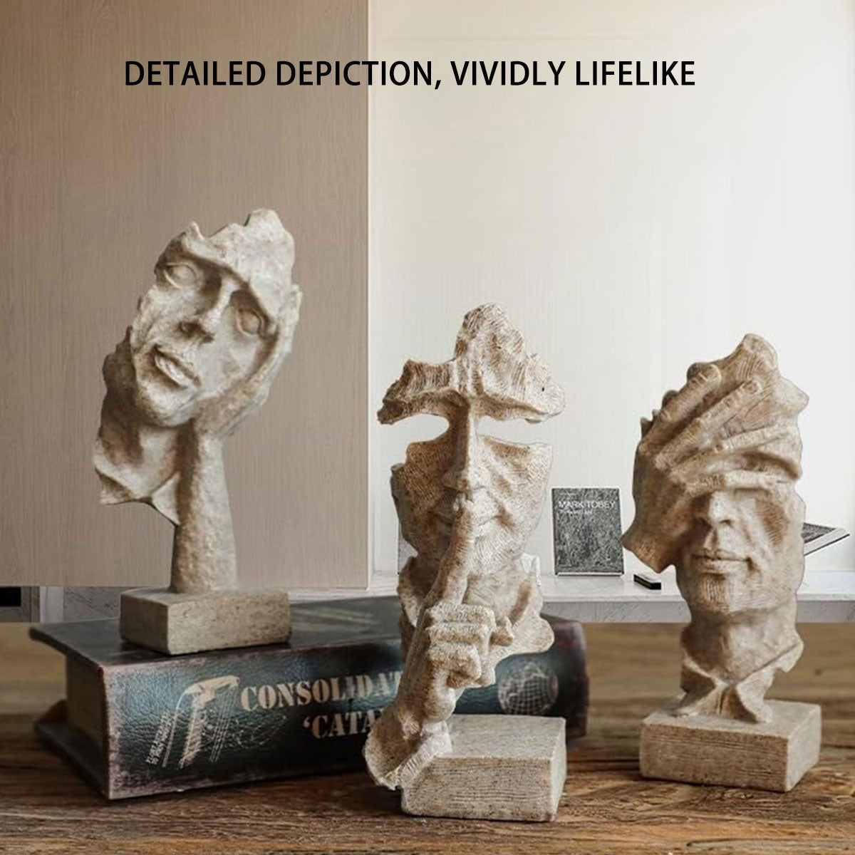 Resin Sculpture 3pcs Modern Office Desktop Art Decor Ornament Home Decoration