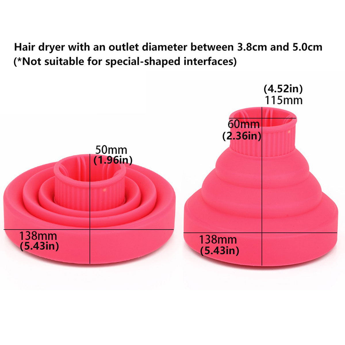 Foldable Hair Dryer Diffuser Universal Silicone Nozzle for Curly Hair Styling - Red