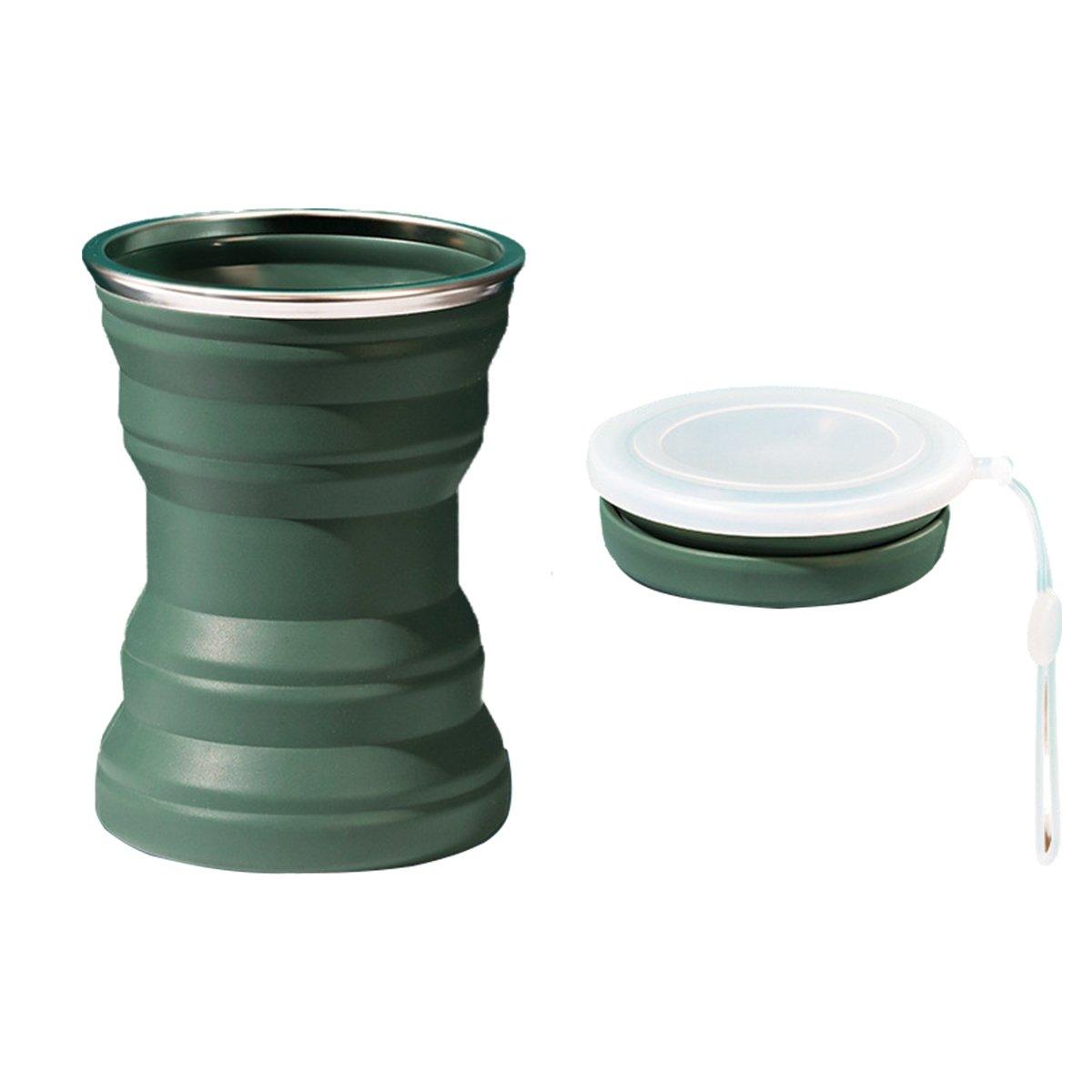 Silicone Folding Travel Mug Portable Retractable Collapsible Mug Outdoor Camping - Grey Lake Blue