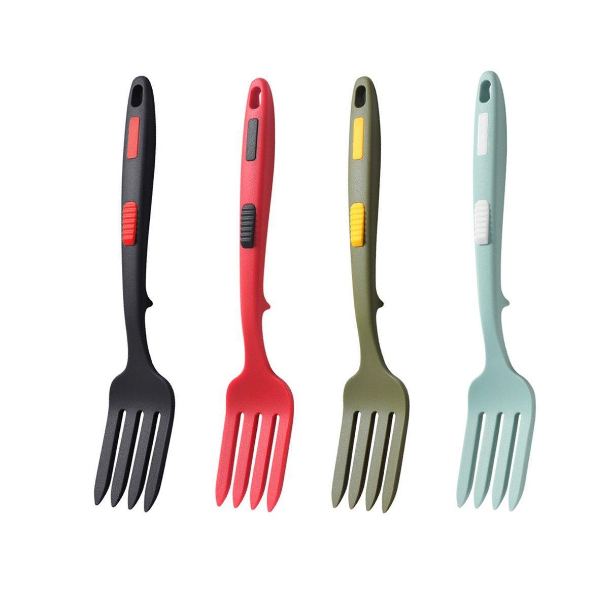 2PCS Silicone Heat Resistant Flexible Cooking Forks Dishwasher Safe Kitchen - Red-Black