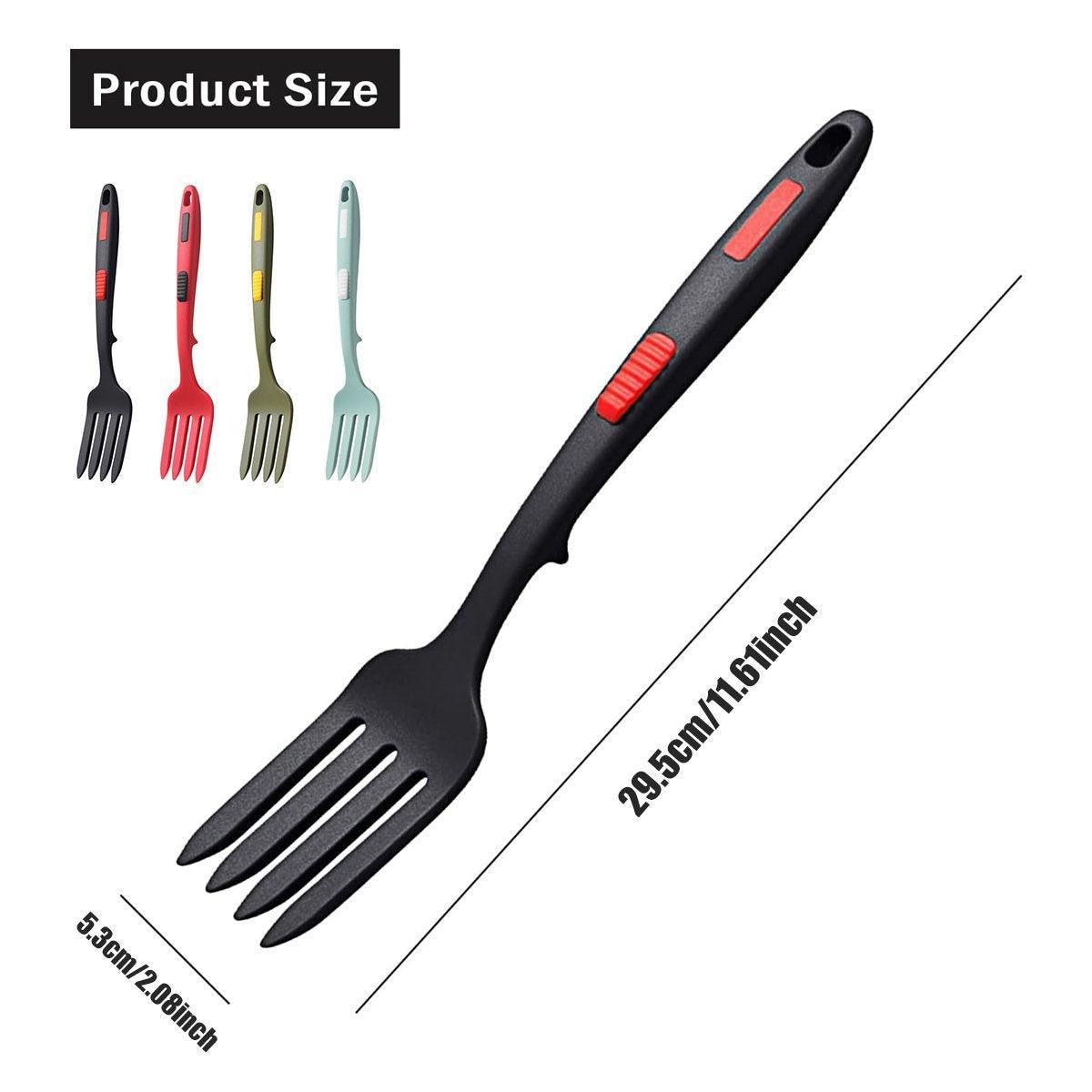 2PCS Silicone Heat Resistant Flexible Cooking Forks Dishwasher Safe Kitchen - Red-Black